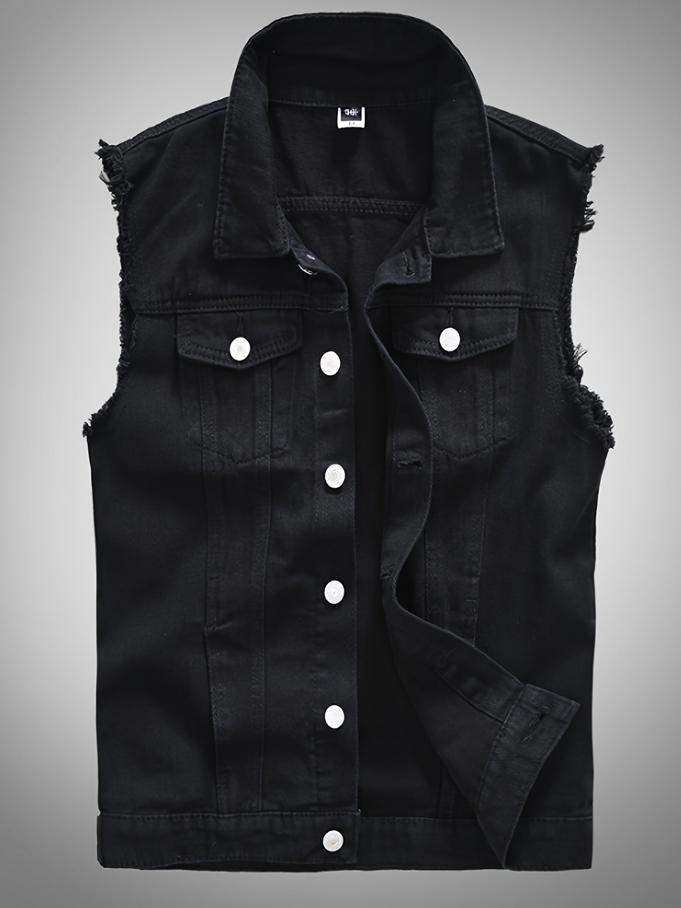 Veste décontractée en denim pour homme - Style moto, couleur unie, boutonnage, tissu non extensible, idéale pour le printemps\u002Fl'automne