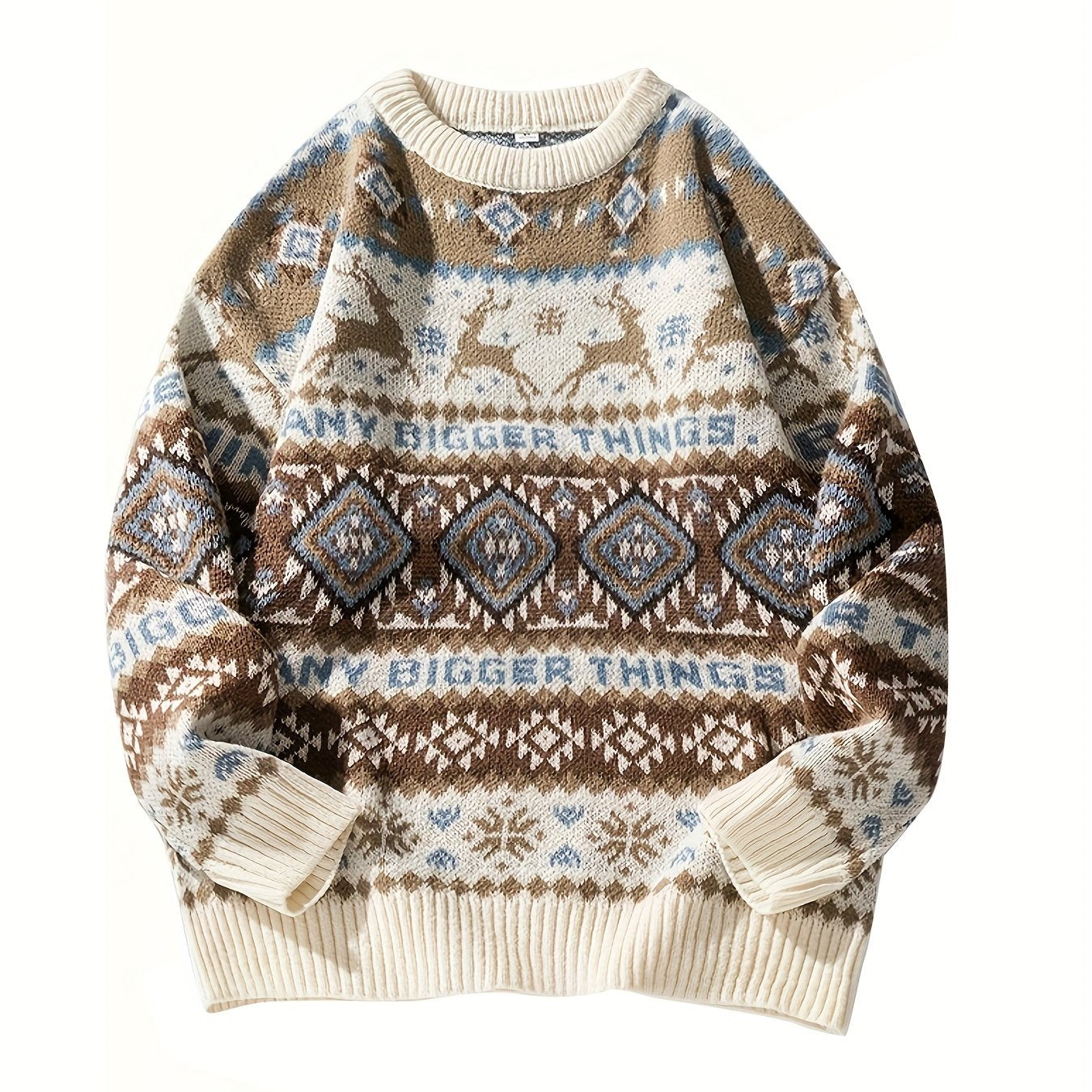 Pullover en tricot décontracté à imprimé de cerf de Noël pour homme, vêtements pour homme K-pop, automne-hiver.