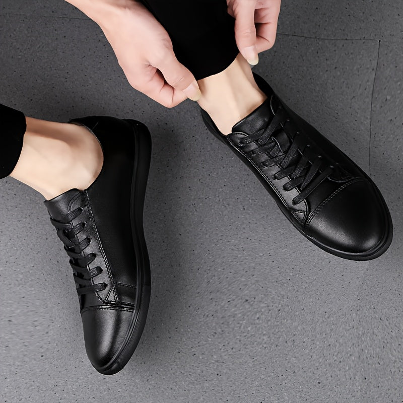 Men's Black and White Genuine Leather Comfortable Breathable Business Casual Flats, 11 Festive Occasions Suitable Product