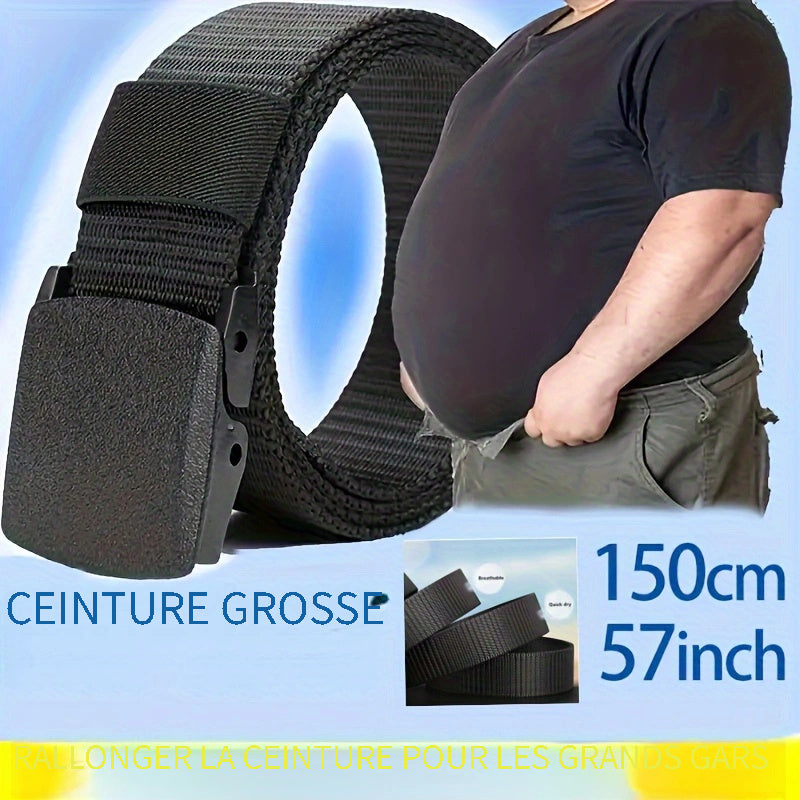 Ceinture pour homme de longueur étendue, sans repassage, sans aimant, taille large, 59,06 pouces