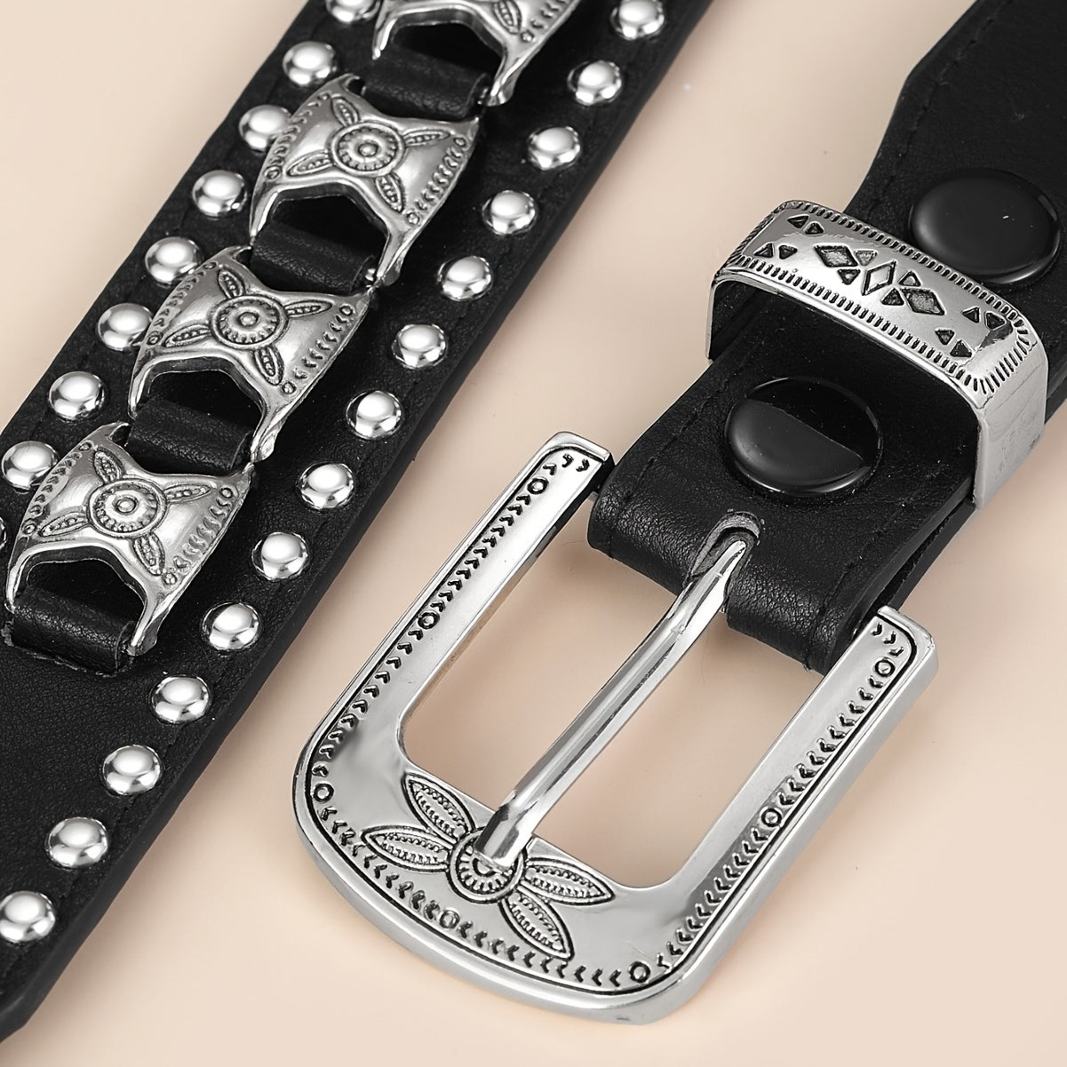 Ceinture Unisexe à Boucle Métallique Cloutée de Mode Punk - Style Audacieux et Polyvalent pour la Vie Quotidienne