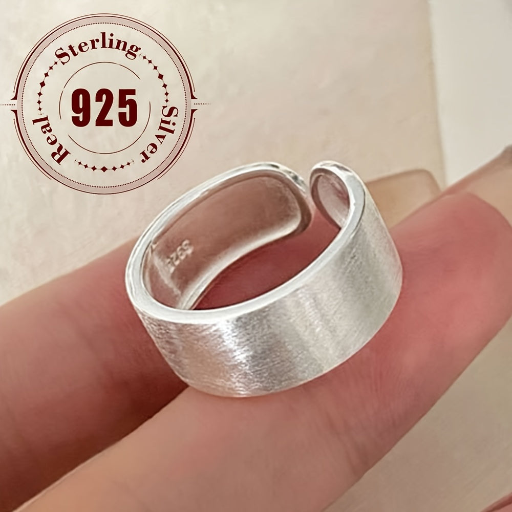 1pc Simple Wide Face Ring in Pure Silvery 925, Suitable for Men and Women, Daily Party Matching Approx. 4.52g
