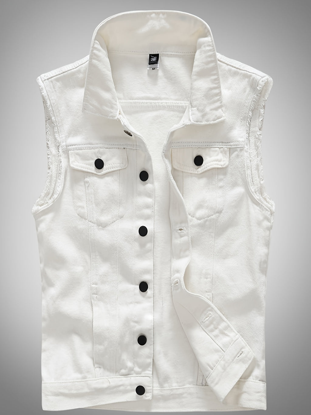 Veste décontractée en denim pour homme - Style moto, couleur unie, boutonnage, tissu non extensible, idéale pour le printemps\u002Fl'automne