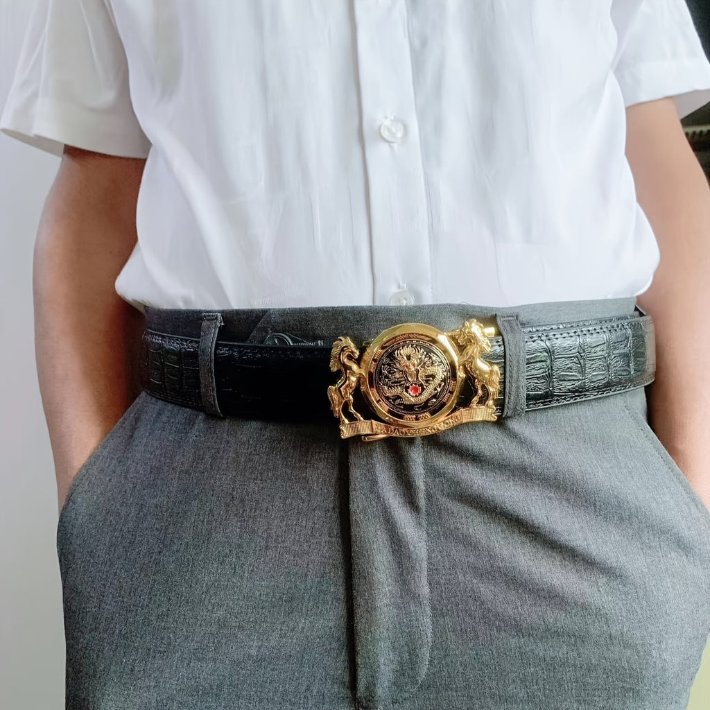 Ceinture En Cuir Véritable de Vachette, Ceinture À Boucle Automatique En Alliage Pour Hommes, Coffret Cadeau