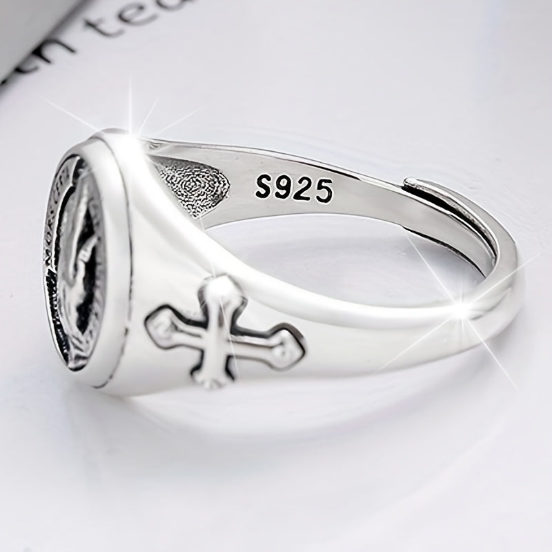 925 Sterling Silvery Ring Divine Praying Hands Design Adjustable Ring for Men And Women High Quality Jewelry Match Daily Outfits