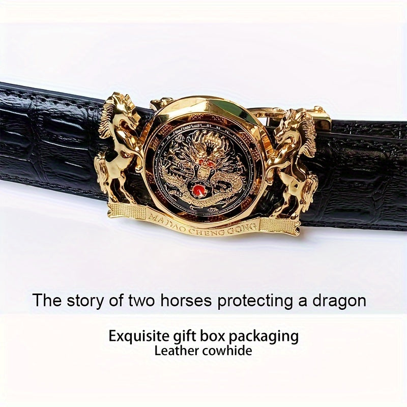 Ceinture En Cuir Véritable de Vachette, Ceinture À Boucle Automatique En Alliage Pour Hommes, Coffret Cadeau