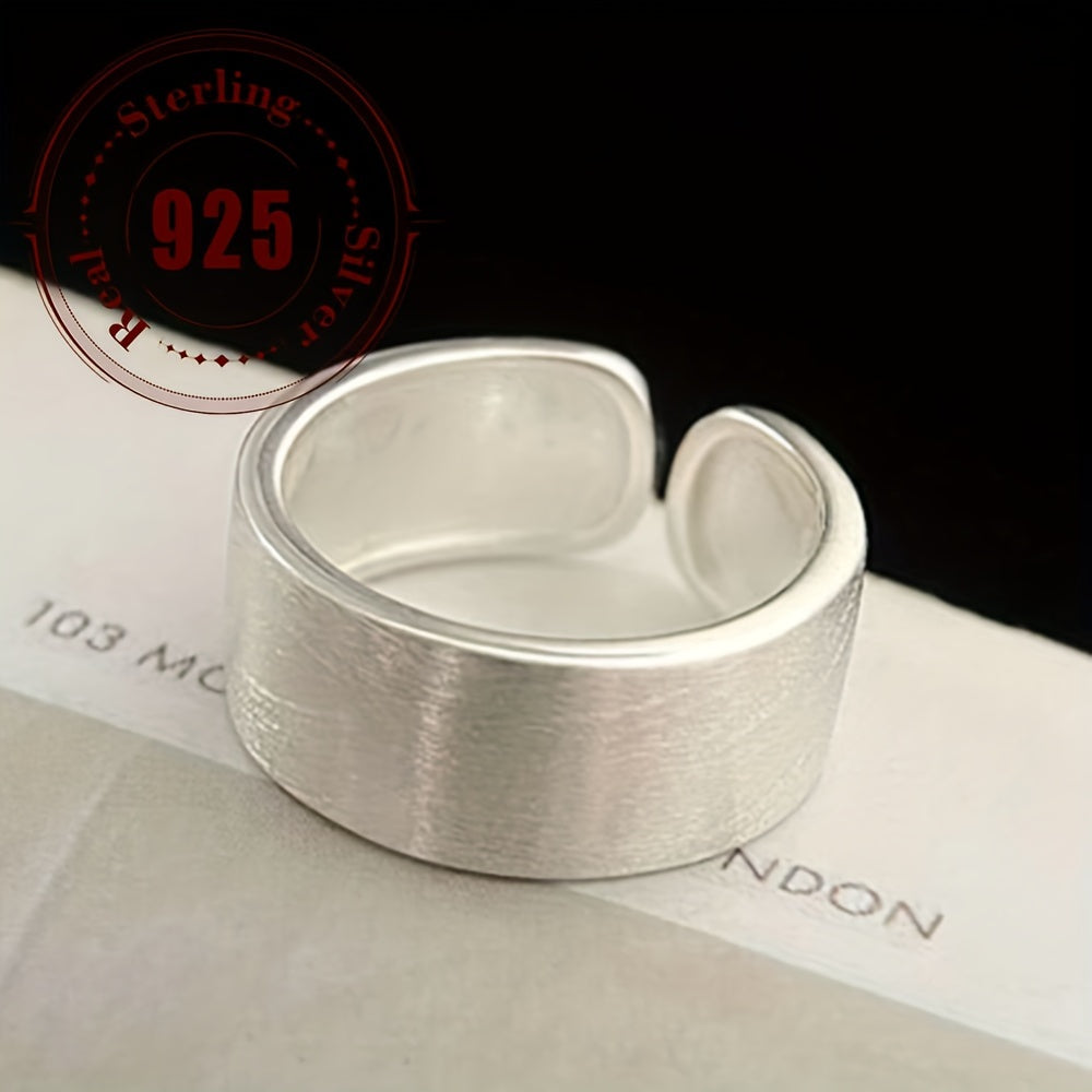 1pc Simple Wide Face Ring in Pure Silvery 925, Suitable for Men and Women, Daily Party Matching Approx. 4.52g
