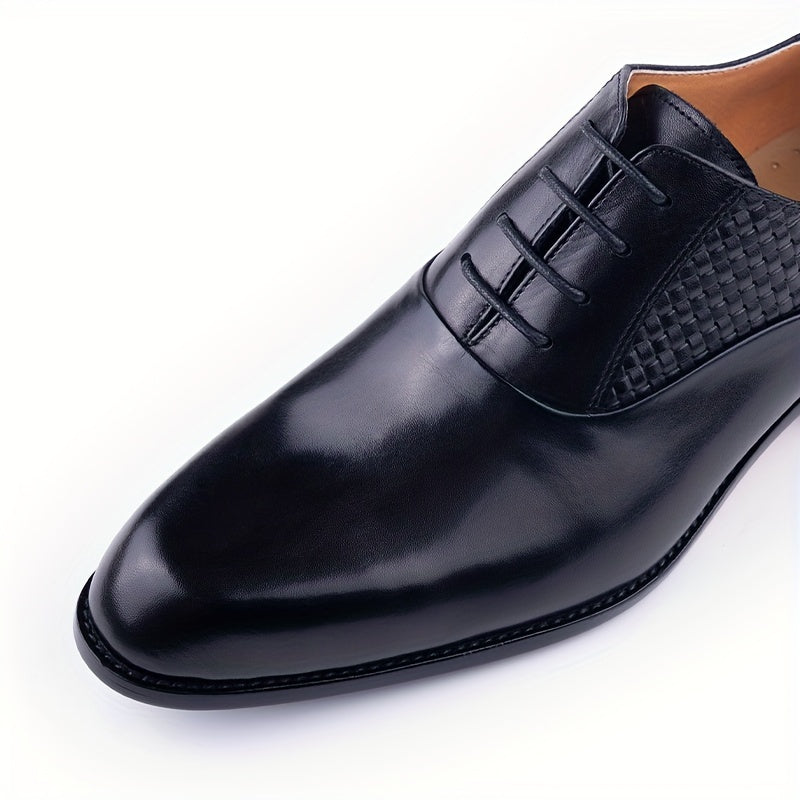 Men's Premium Leather Oxford Shoes - Versatile for Business & Casual Wear, Lace-Up with Rubber Sole, Perfect for Weddings & Parties