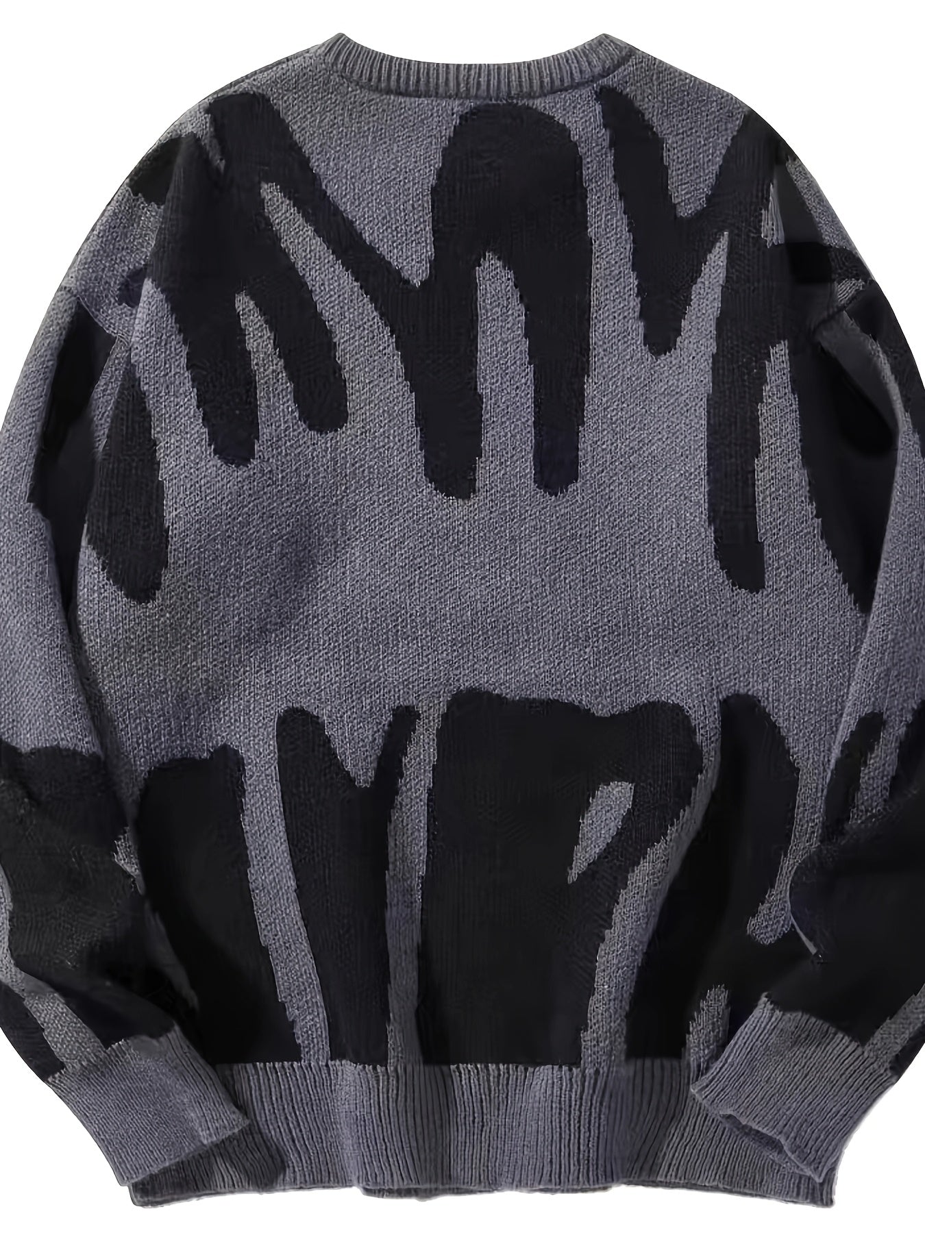 Pull décontracté à col rond pour homme, motif géométrique en tricot, 100 % polyester, légèrement extensible, coupe standard pour l'automne\u002Fhiver, épais