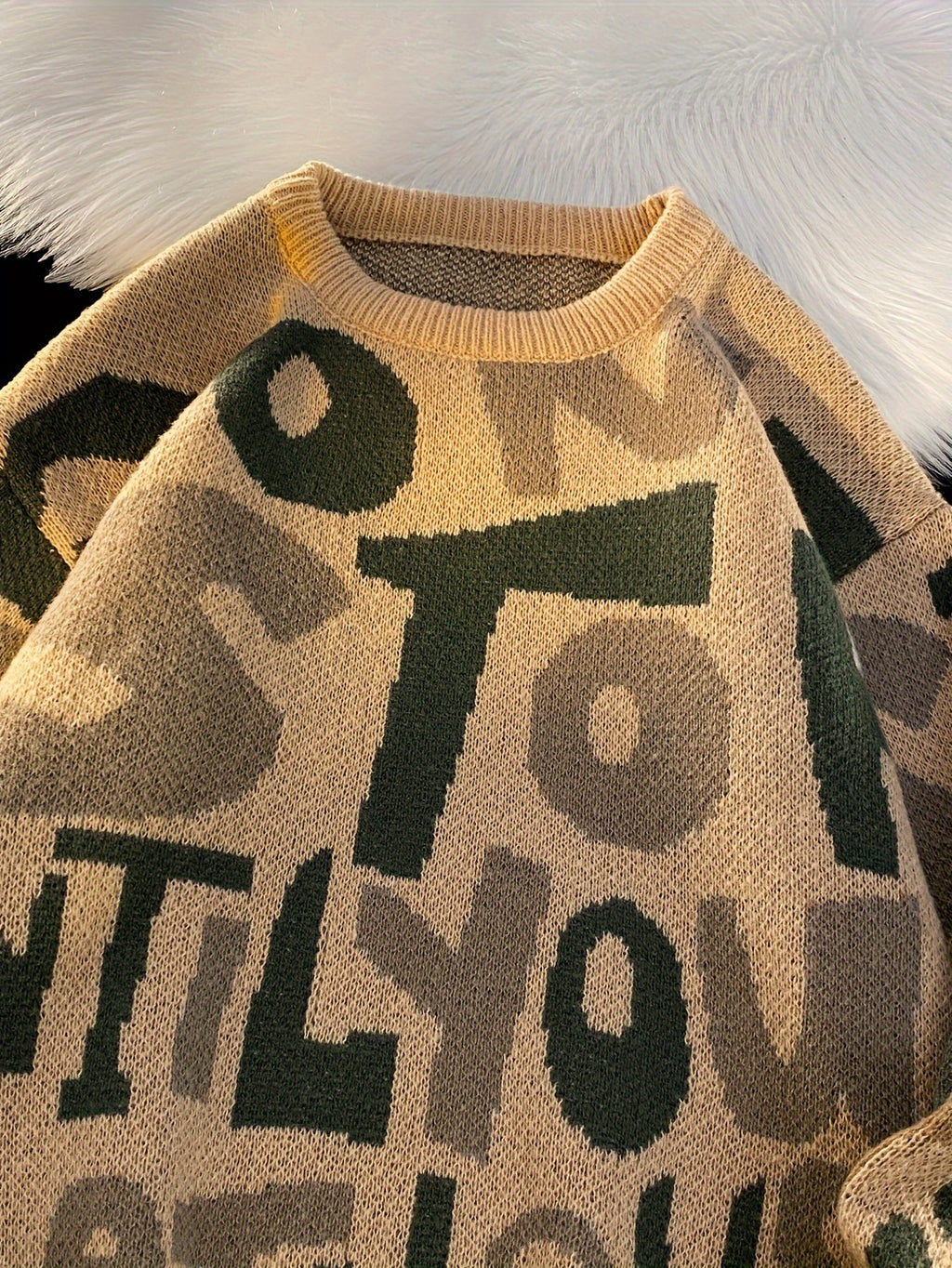 Pull en tricot à lettres imprimées pour hommes de grande taille, tendance printemps automne K-pop