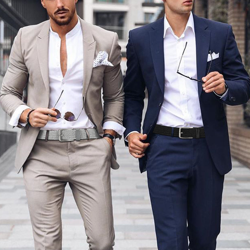 Ceinture Tressée Élastique pour Hommes 2pcs – Ceinture en Tissu Décontracté, 1 3\u002F8\