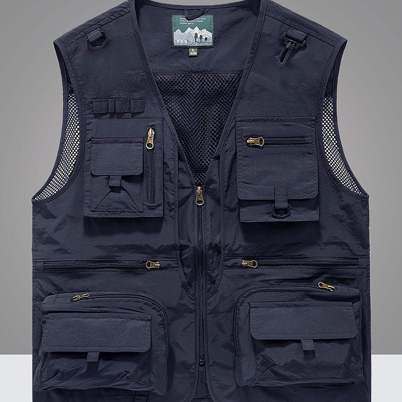 Gilet en Nylon pour Hommes | Conception à Multipoches pour Activités Extérieures | Panneaux en Maille Respirante et Poches Zippées | Polyvalent Toutes Saisons | Idéal pour la Randonnée, la Pêche & l'Entraînement | Durable & Confortable | Vert Olive