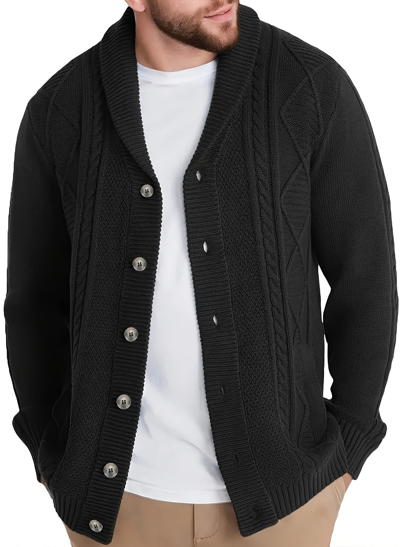Gilet Tricoté à Col en V pour Homme - Pull Sans Manches Toutes Saisons, Polyvalent pour Tenue Décontractée, Bureau et Mariage - Lavable en Machine, Coupe Régulière, Élasticité Moyenne, Noir