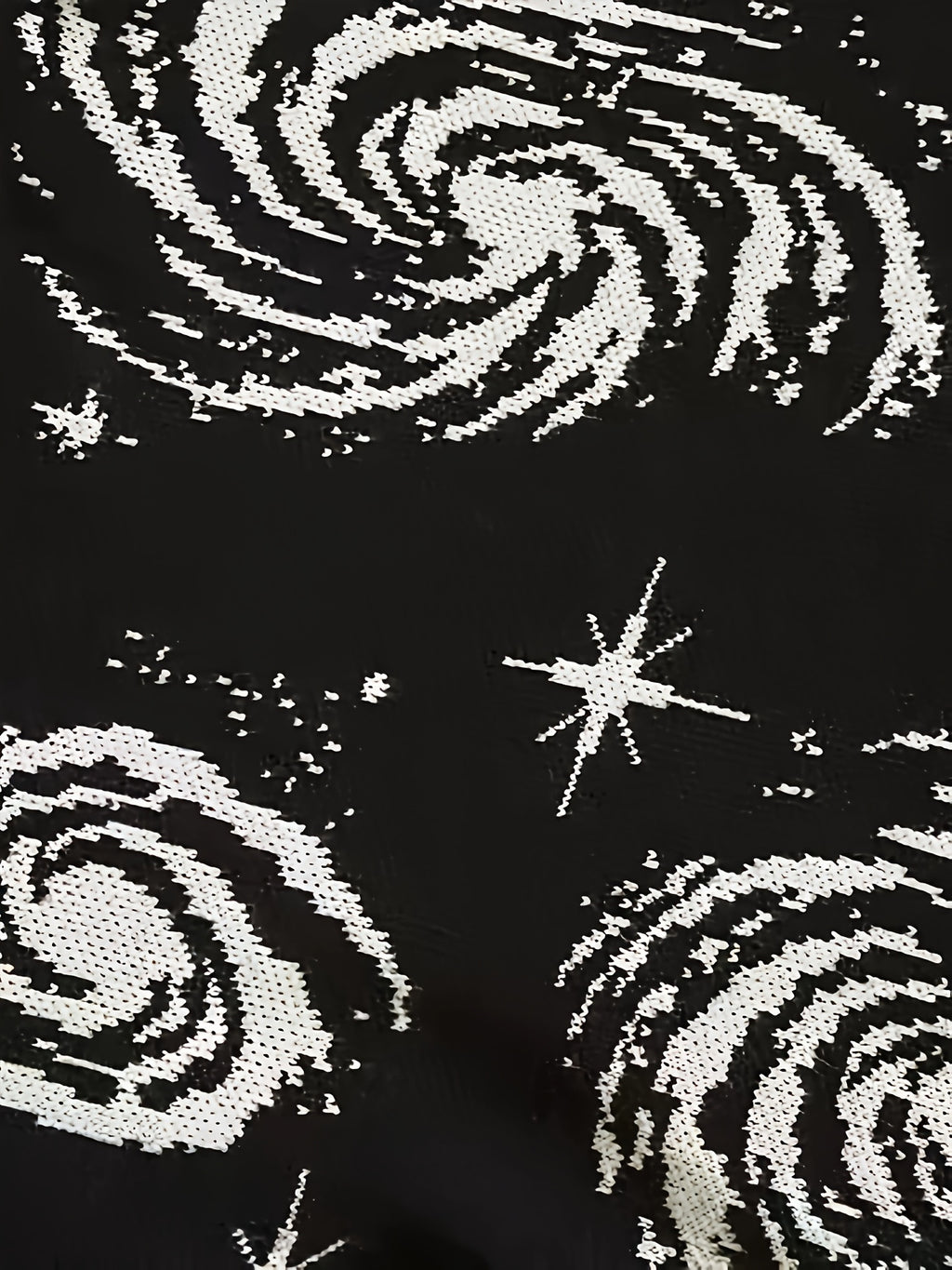 Pull-over Décontracté Homme Grande Taille Col Rond Tricoté Motif Ciel Étoilé à Ourlet Effet Détaché avec Franges, Univers en Stretch Chaud - PLUS SIZE