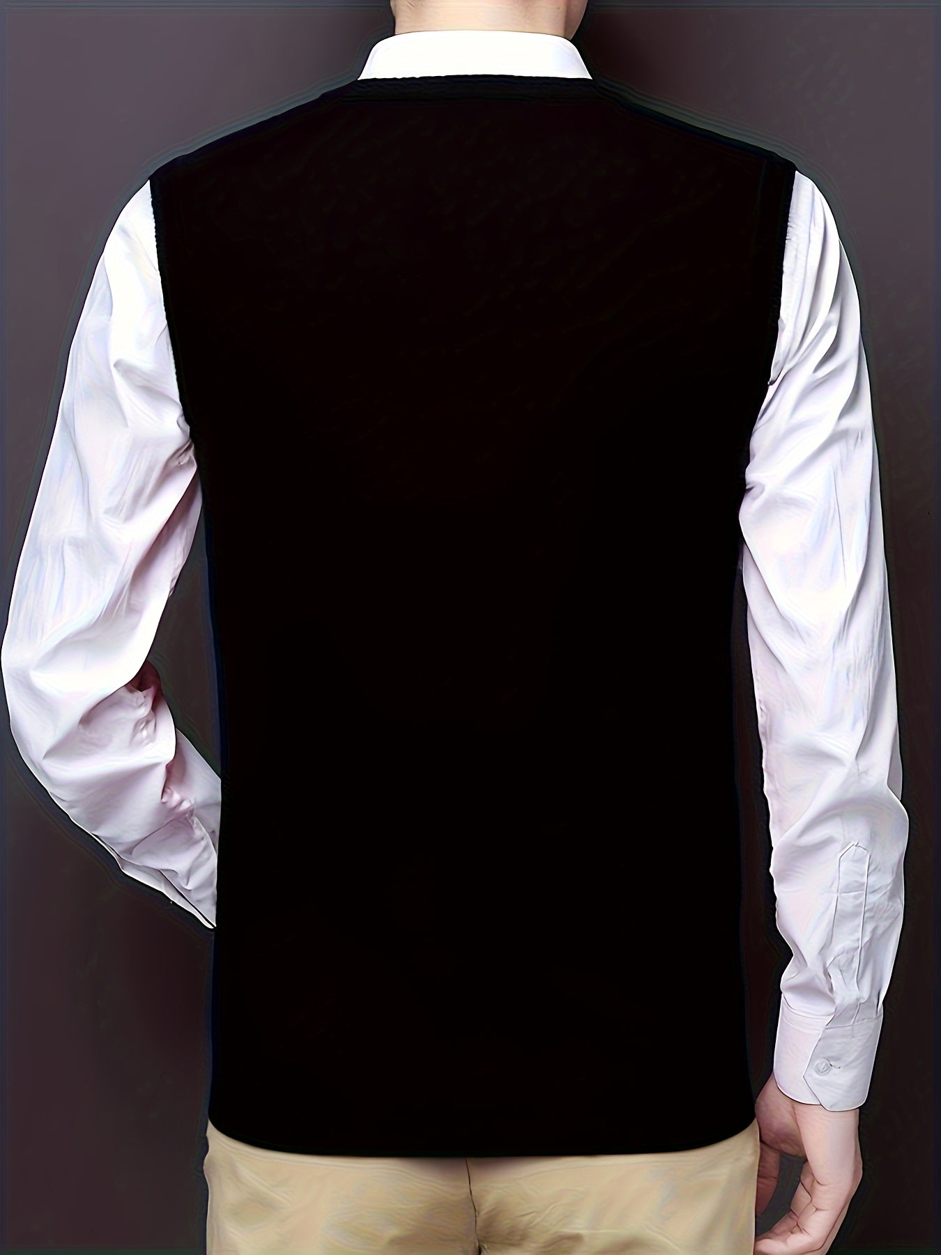 Gilet à col en V de couleur unie tricoté confortable et à la mode pour hommes 1 pièce (Jiang Xuyu)