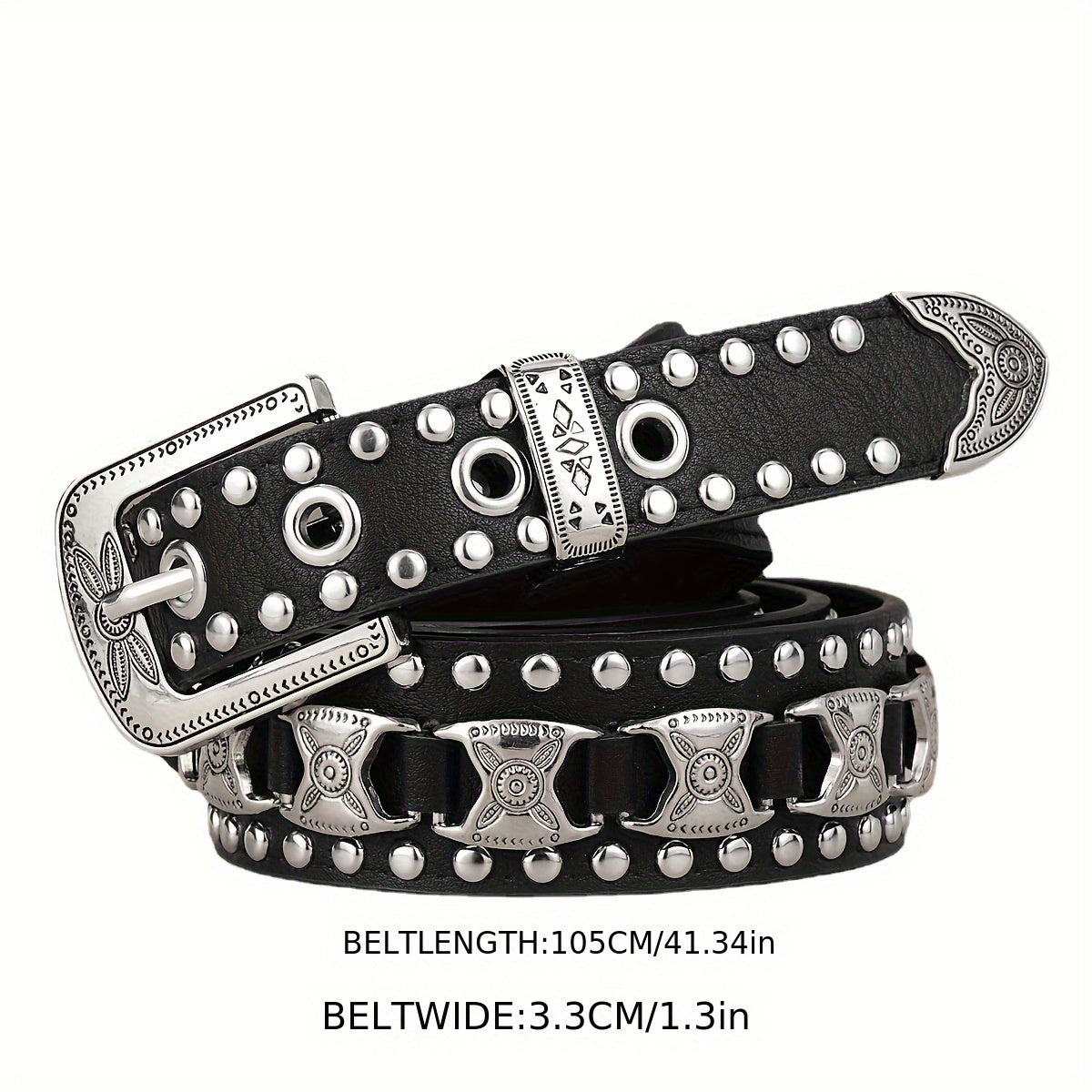 Ceinture Unisexe à Boucle Métallique Cloutée de Mode Punk - Style Audacieux et Polyvalent pour la Vie Quotidienne