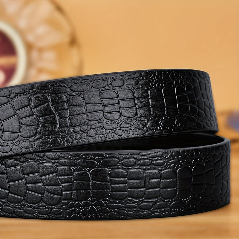Ceinture en Cuir Véritable pour Homme WilliamPOLO avec Boucle Automatique, Ceinture Noire Ajustable pour Tenue Décontractée d'Affaires