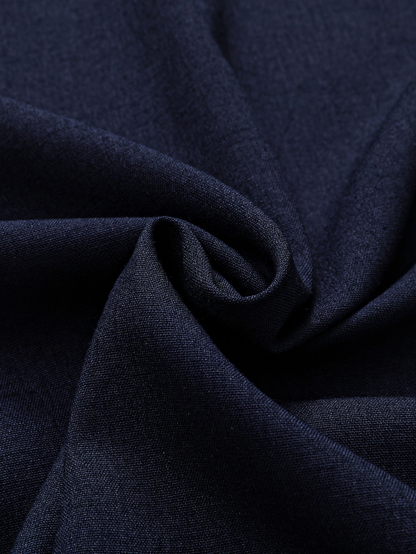 Men's Navy Blue Casual Short-Sleeve Shirt with Invisible Button Detail - Perfect for Beach, Summer Parties, Camping, and Outdoor Activities, Beach Party Attire | Mandarin Collar Shirt | Solid Color Top