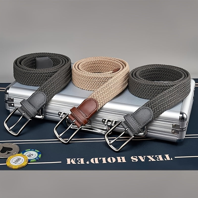 Ceinture pour homme, ceinture élastique, ceinture décontractée tissée 1 3\u002F8', pour homme, femme, junior, couleur\u002Ftaille complète avec coffret cadeau.
