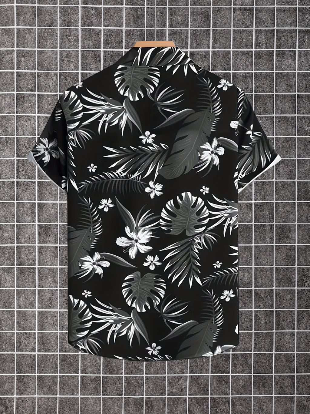 Men'S Summer Short-Sleeve Button-Up Shirt with Prints