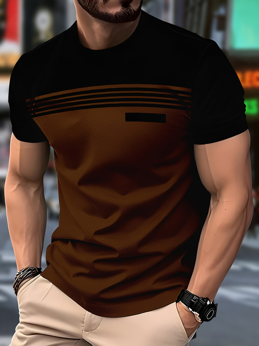 Men'S Casual Striped T-Shirt - \