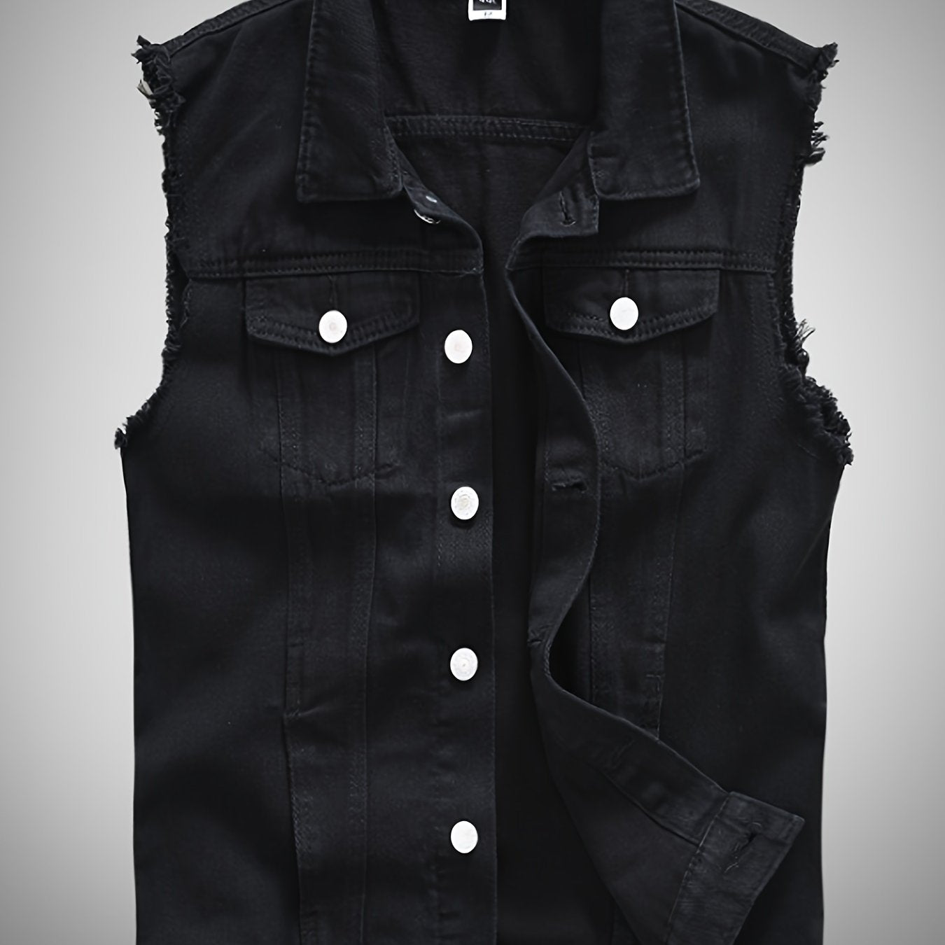 Veste décontractée en denim pour homme - Style moto, couleur unie, boutonnage, tissu non extensible, idéale pour le printemps\u002Fl'automne