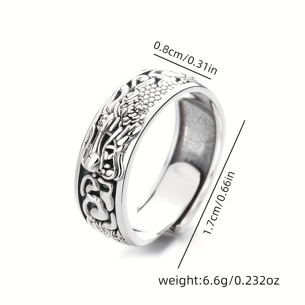 A Stylish And Bold Dragon Pattern Design Ring Made Of Sterling Silver, Weighing Approximately 6.6g, Suitable For Both Men And Women To Wear At Parties And Events.