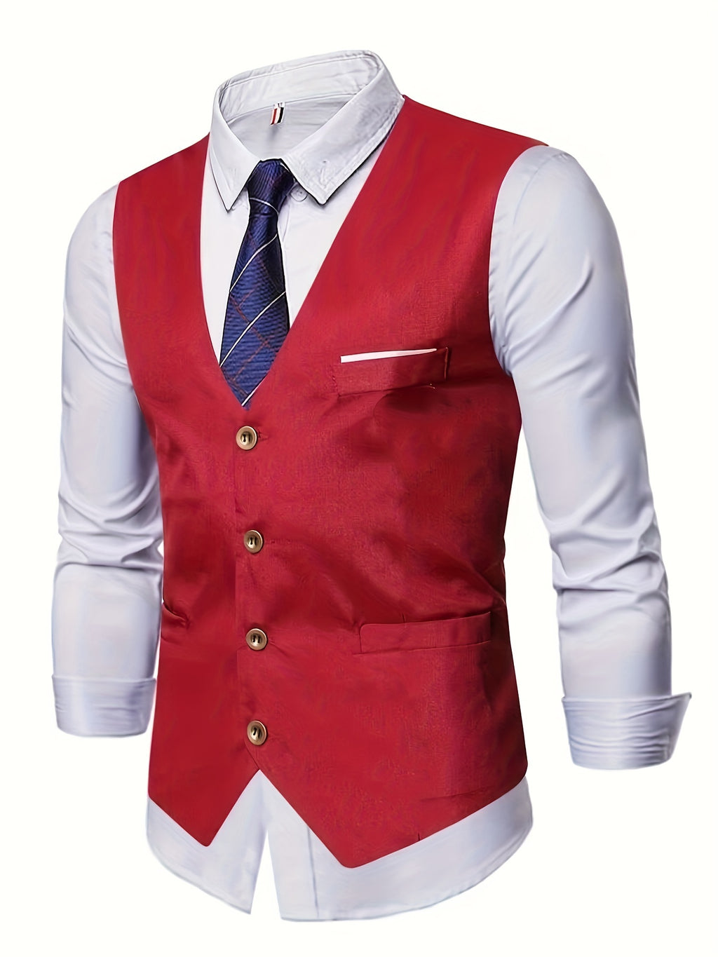 Gilet de Costume à Col en V, Style Rétro Décontracté pour Homme, Gilet Cintré Uni à Simple Boutonnage pour Tenue de Soirée