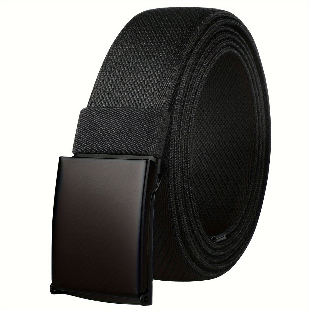 Ceinture en Nylon Extensible Confort pour Hommes Grande Taille - Noire, Réglable jusqu'à 75 Pouces pour les Grands et Forts