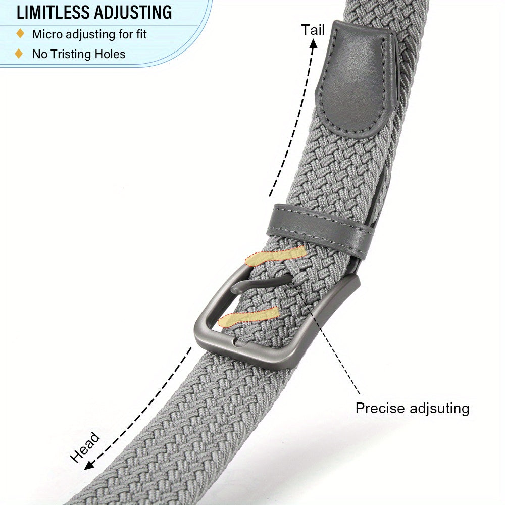 Ceinture Tressée Élastique pour Hommes 2pcs – Ceinture en Tissu Décontracté, 1 3\u002F8\